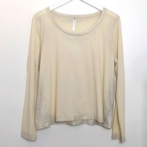 Fabletics NWT Laurel Long Sleeve Top Size XXL cream Ivory with silver details